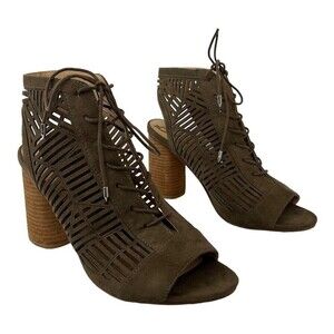 Sam Edelman Womens Size 10 Rocco Laser Cut Peep Toe Lace Up Sandal